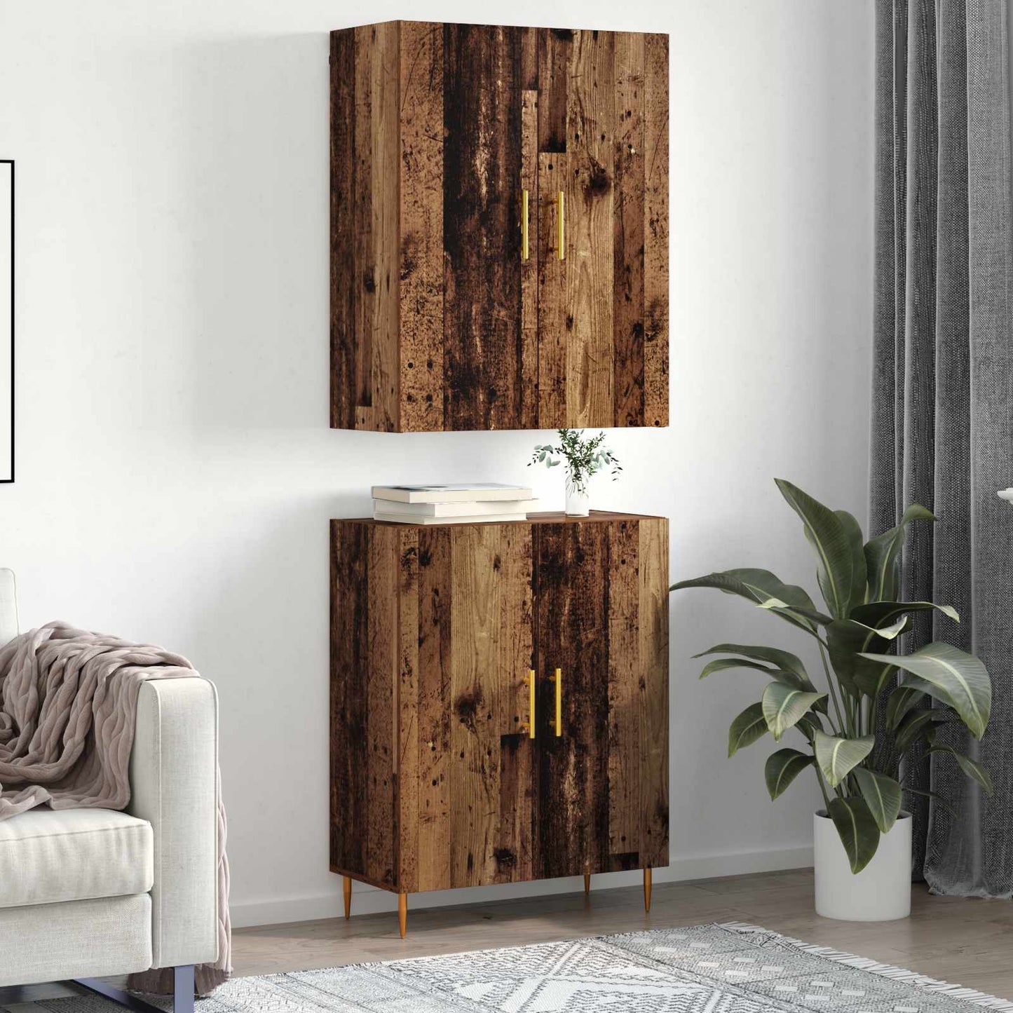 vidaXL Highboard Old wood 69.5 x 34 x 180 cm Engineered Wood