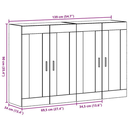 vidaXL Wall Mounted Cabinets 2 pcs Artisan oak 69.5 x 34 x 90 cm