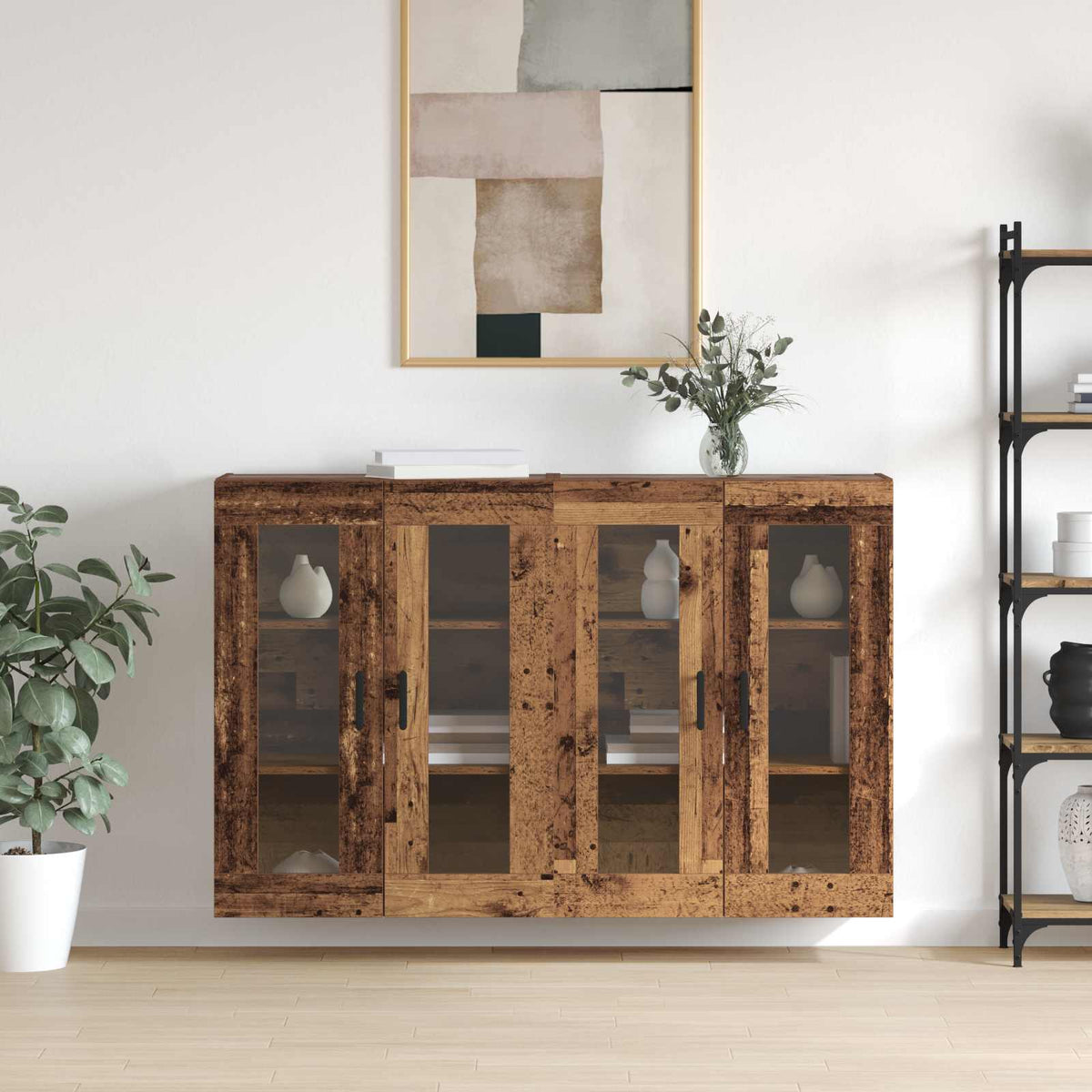vidaXL Wall Mounted Cabinets 2 pcs Old wood 69.5 x 34 x 90 cm