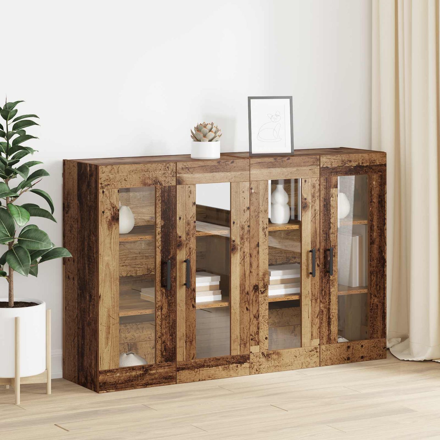 vidaXL Wall Mounted Cabinets 2 pcs Old wood 69.5 x 34 x 90 cm