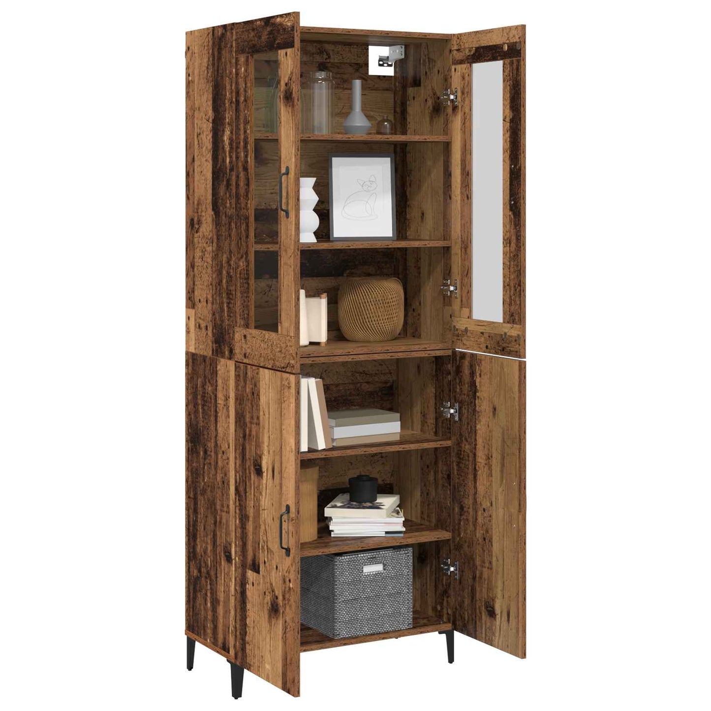 vidaXL Highboard 2 pcs Old wood Engineered Wood