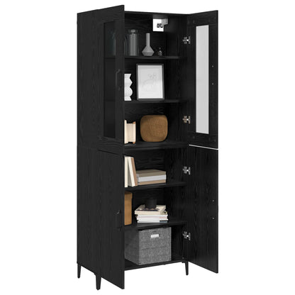 vidaXL Highboard 2 pcs Black Oak Engineered Wood