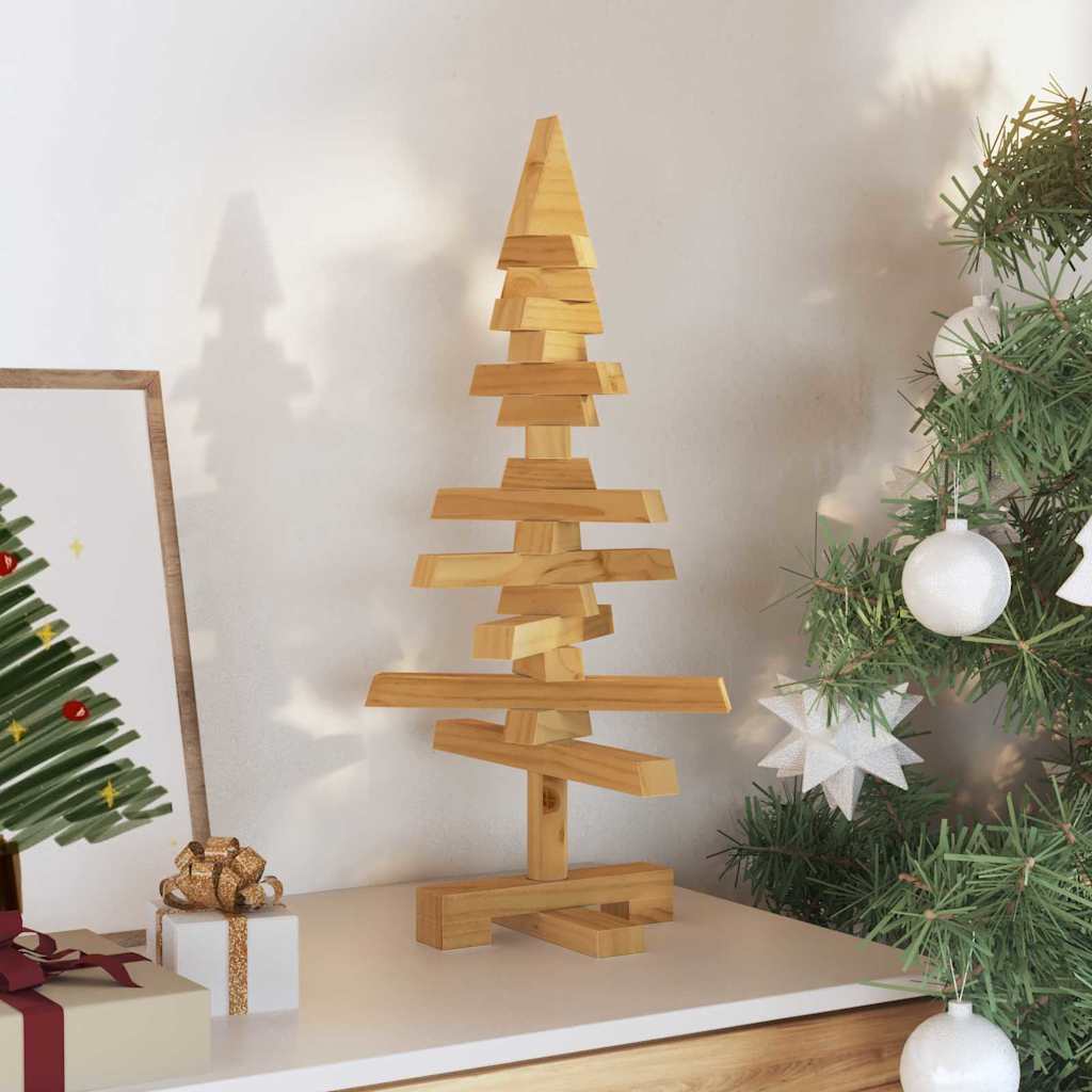 vidaXL Wooden Christmas Tree with Stand Brown 60 cm Solid pine wood