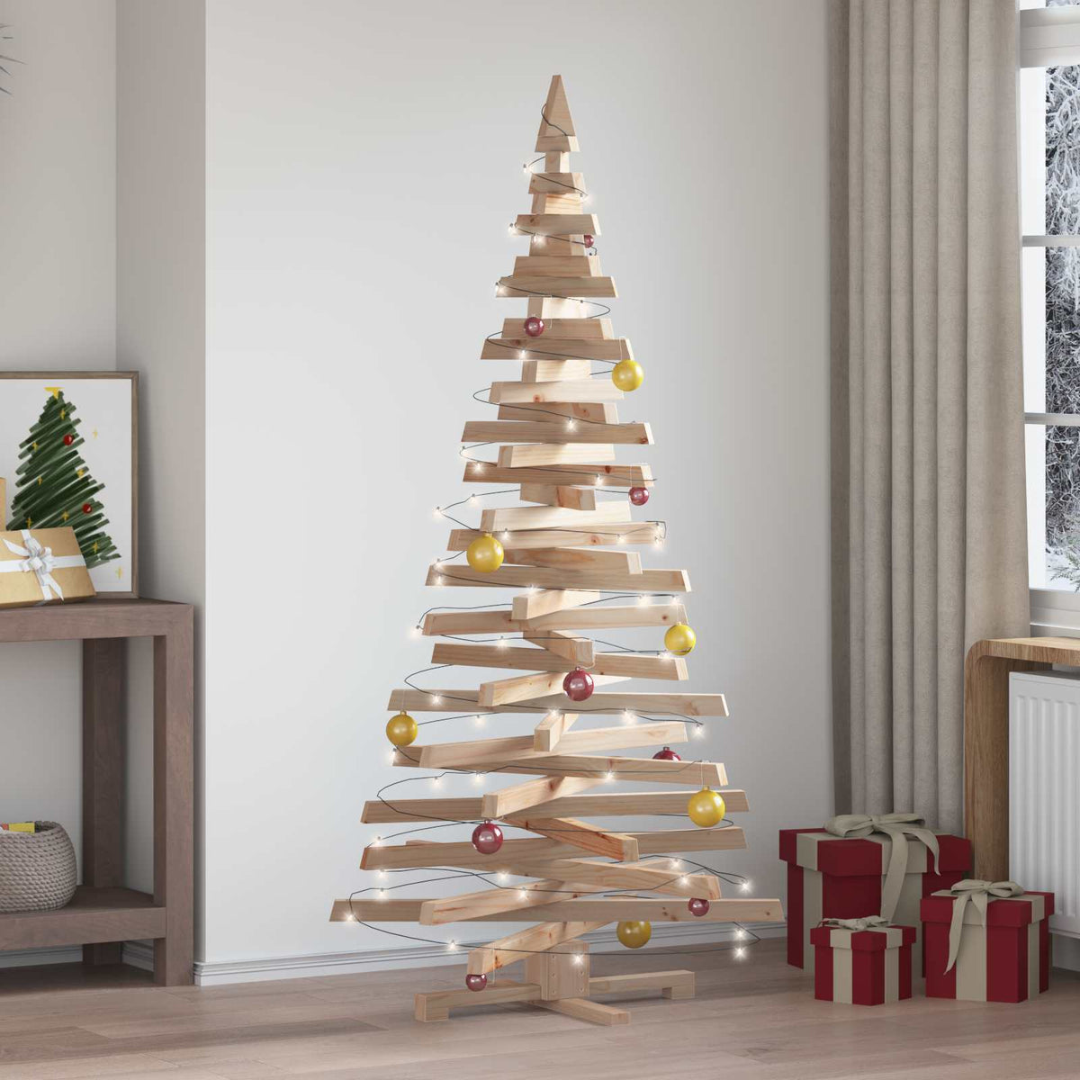 vidaXL Christmas Trees with Stand Natural 180 cm Solid pine wood
