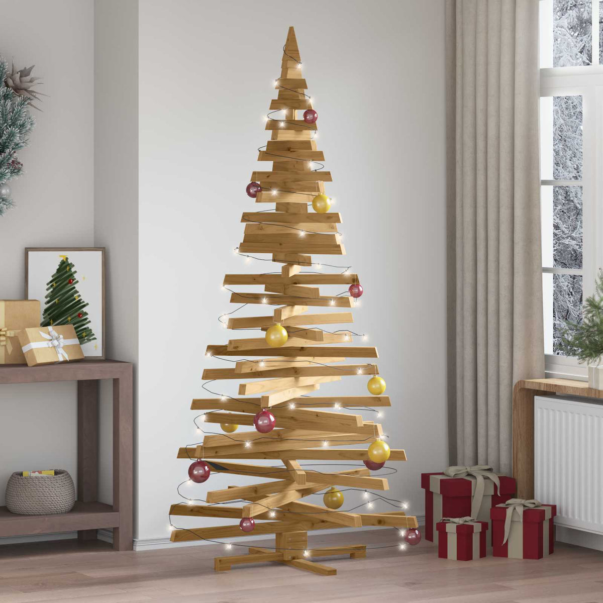 vidaXL Christmas Trees with Stand Brown 210 cm Solid pine wood