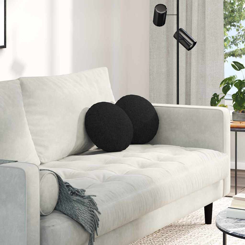 vidaXL Seat Cushions 2 pcs Black Ø30 x 13 cm Fabric