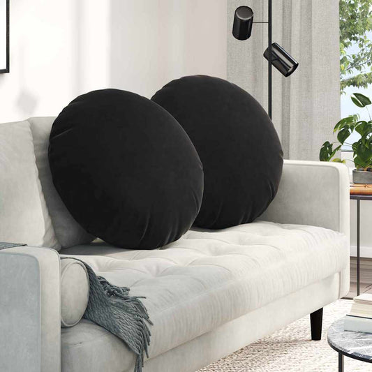 vidaXL Seat Cushions 2 pcs Black Ø80 x 29 cm Velvet