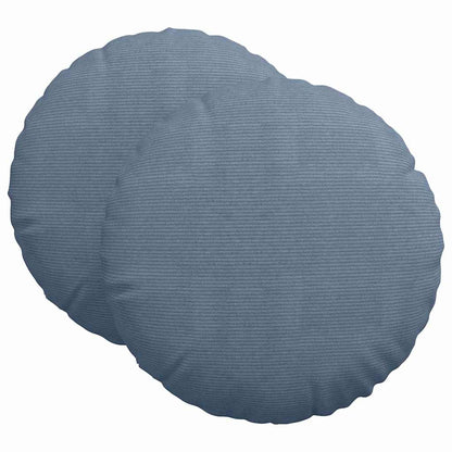 vidaXL Seat Cushions 2 pcs Blue Ø 80 cm Corduroy Fabric