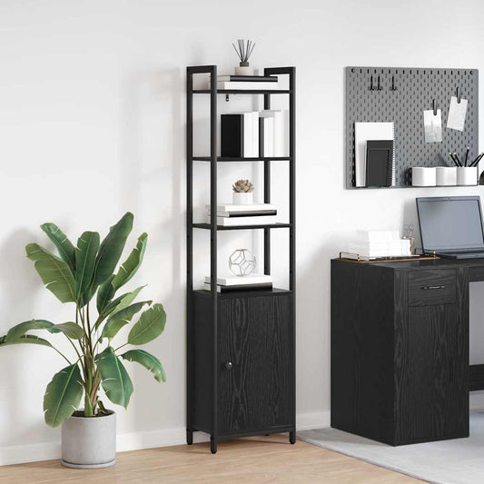 vidaXL Book Cabinet 6-Tier 40 x 24 x 161 cm Engineered Wood Black Oak