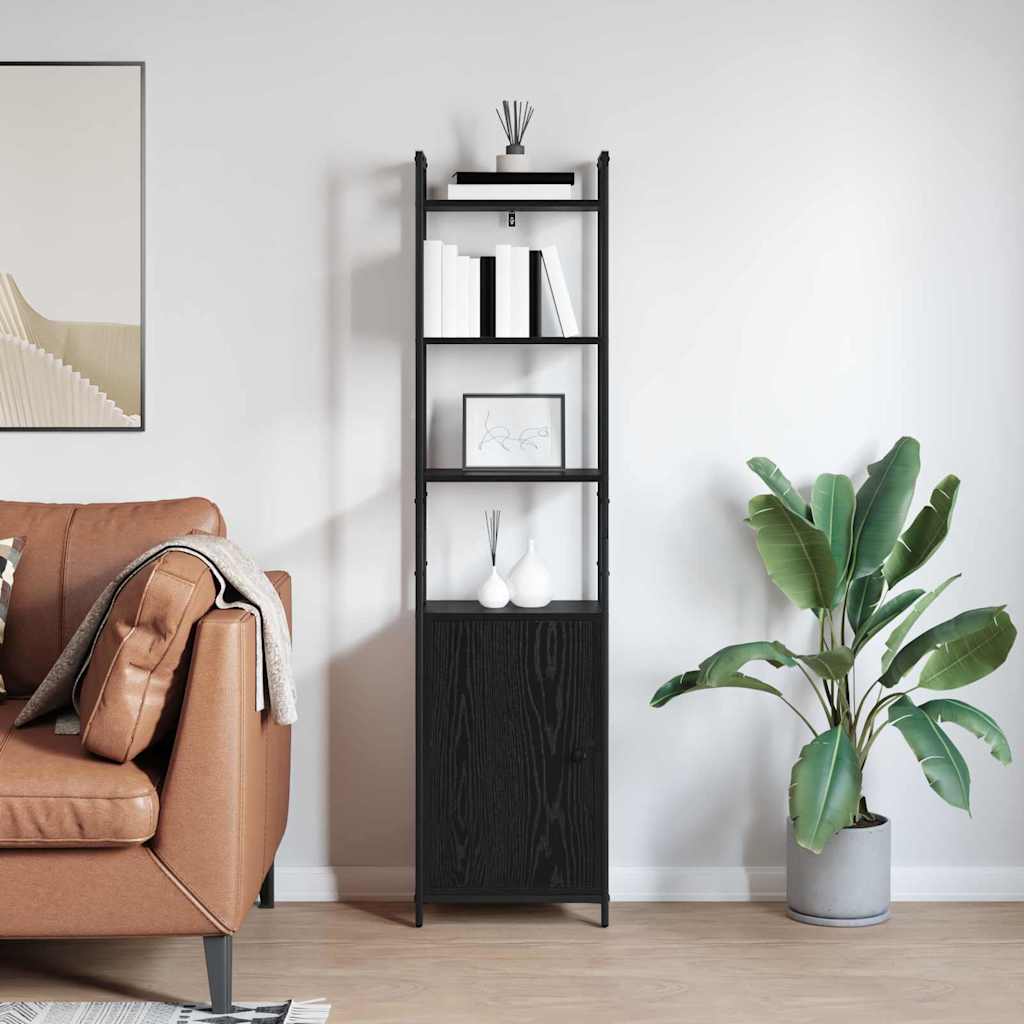 vidaXL Book Cabinet Black Oak 40 x 24 x 161 cm Engineered Wood