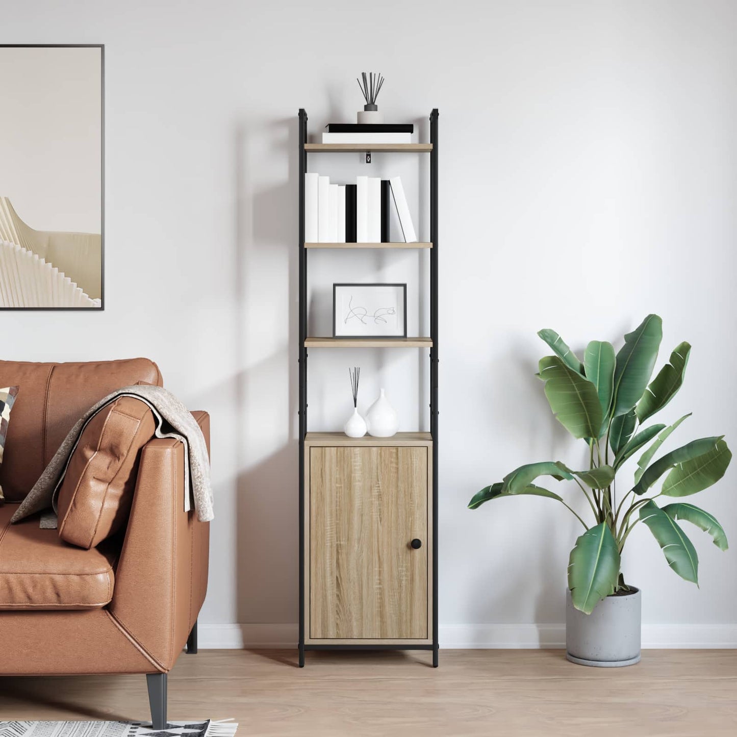 vidaXL Book Cabinet 6-Tier 40 x 24 x 161 cm Engineered Wood Sonoma Oak