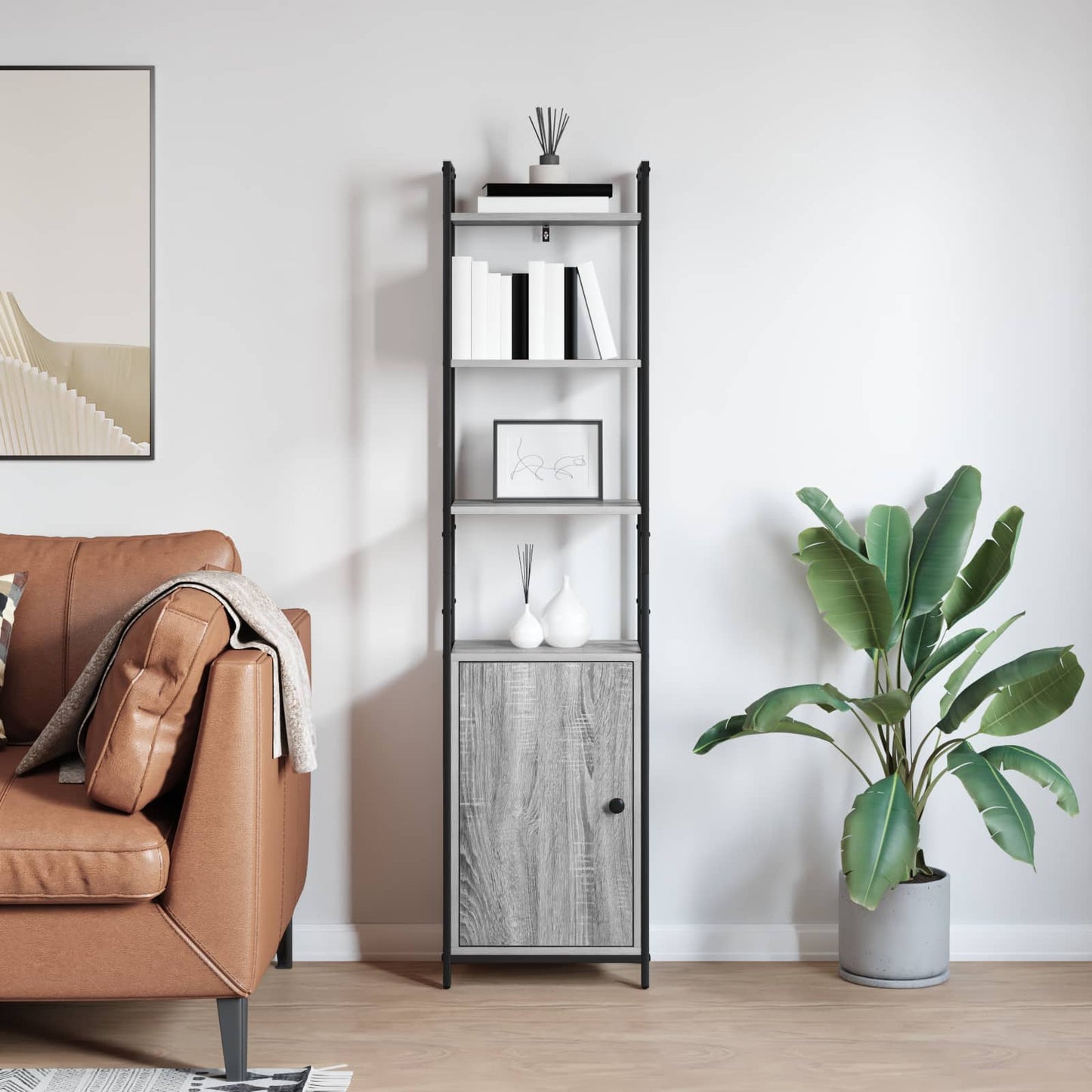 vidaXL Book Cabinet 6-Tier 40 x 24 x 161 cm Engineered Wood