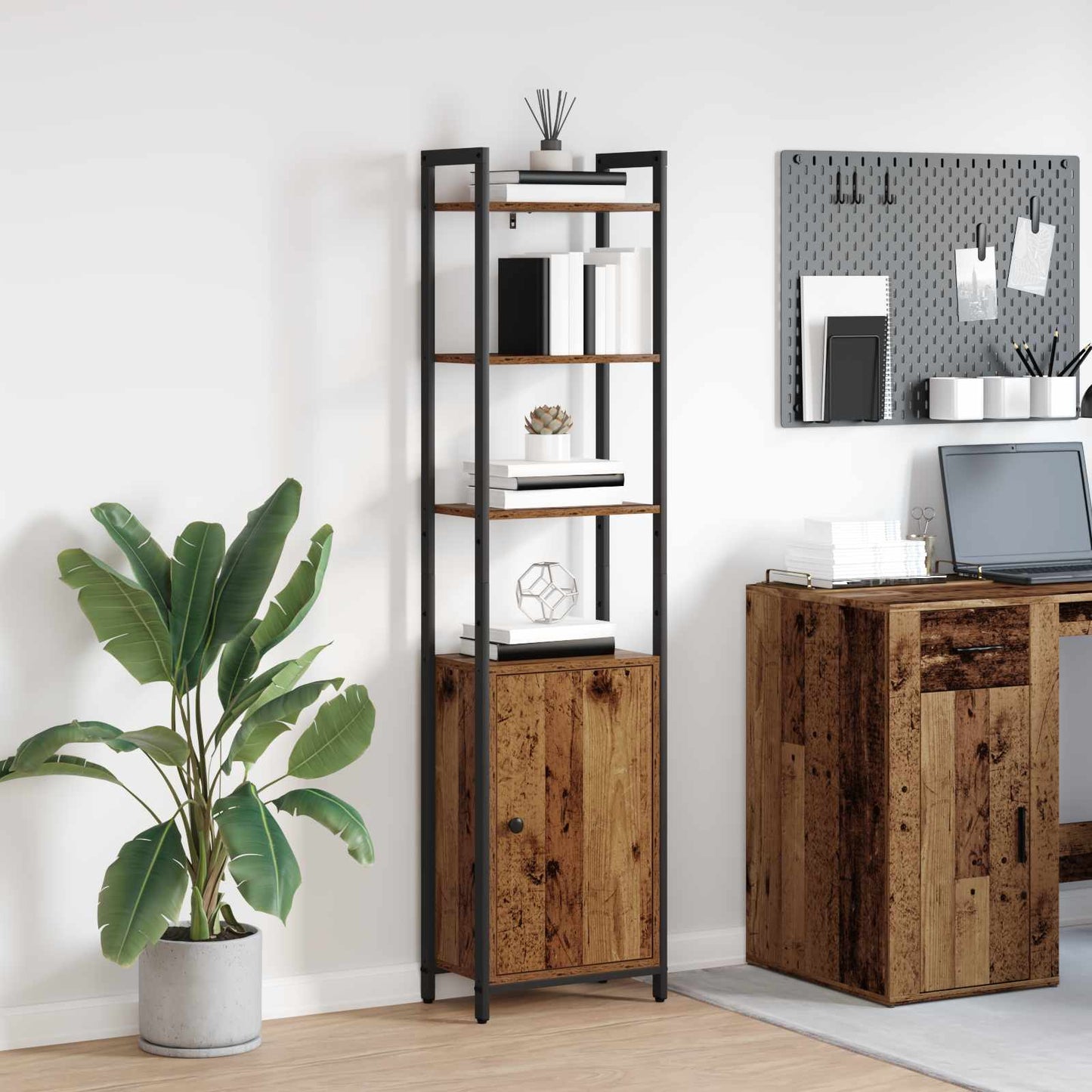 vidaXL Book Cabinet 6-Tier 40 x 24 x 161 cm Engineered Wood Old Wood