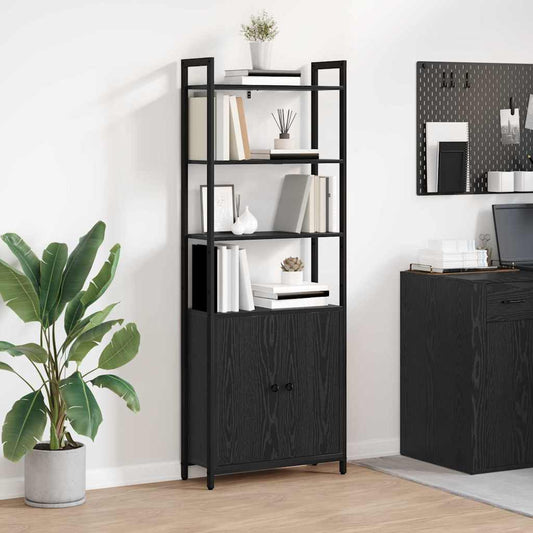 vidaXL Book Cabinet 6-Tier 60 x 24 x 161 cm Engineered Wood Black Oak