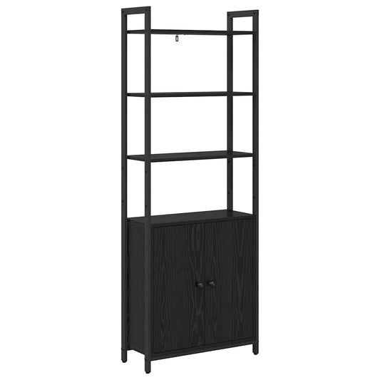 vidaXL Book Cabinet 6-Tier 60 x 24 x 161 cm Engineered Wood Black Oak