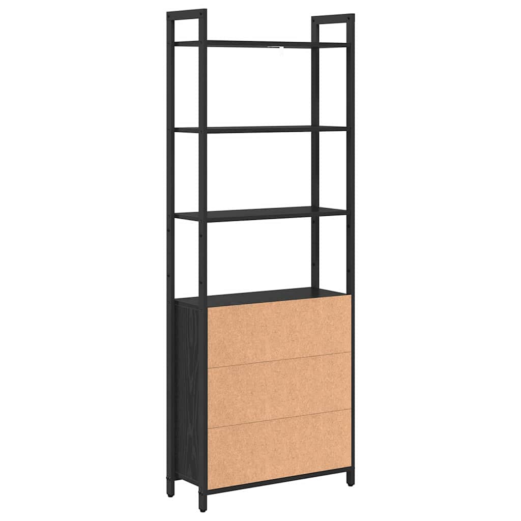 vidaXL Book Cabinet Black Oak 60 x 24 x 161 cm Engineered Wood