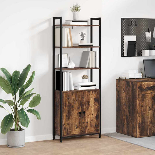 vidaXL Book Cabinet 6-Tier 60 x 24 x 161 cm Engineered Wood Smoked Oak