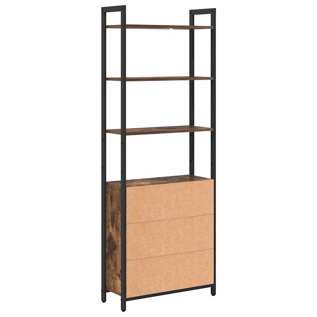 vidaXL Book Cabinet Smoked Oak 60 x 24 x 161 cm Engineered Wood