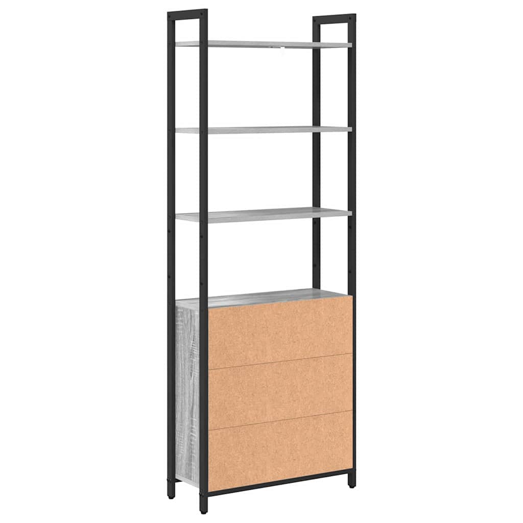 vidaXL Book Cabinet Grey Sonoma 60 x 24 x 161 cm Engineered Wood