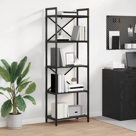 vidaXL Bookshelf 5-Tier 56 x 34 x 171 cm Engineered Wood Black Oak