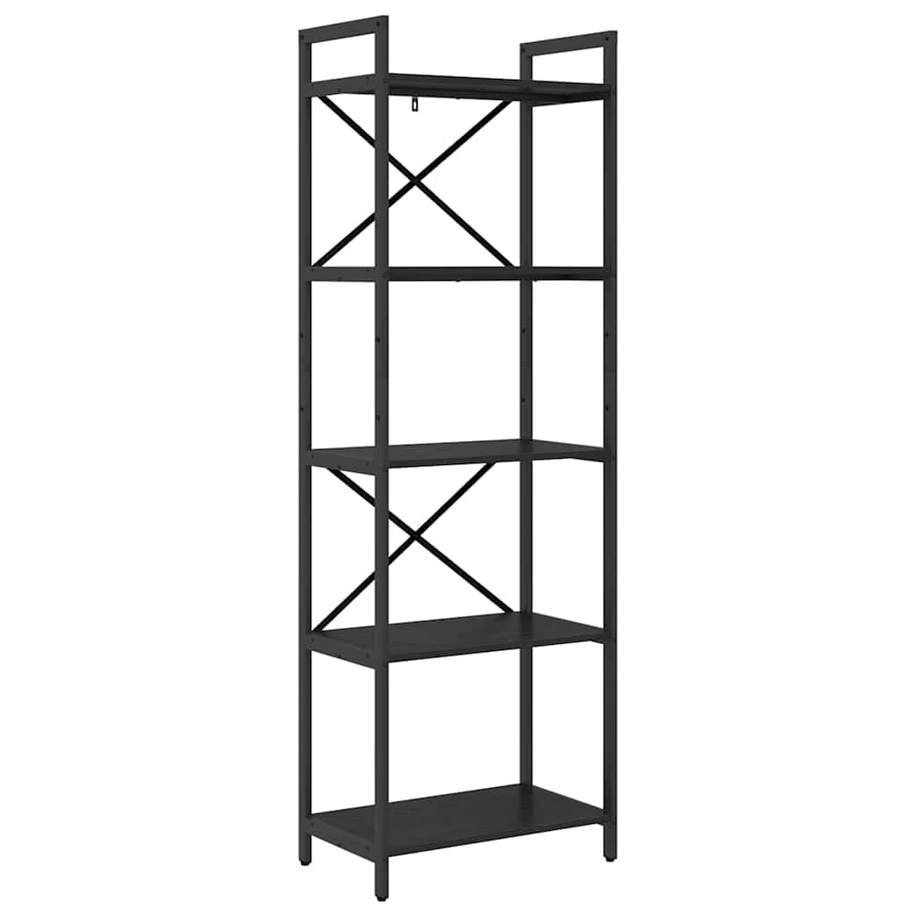 vidaXL Bookshelf 5-Tier 56 x 34 x 171 cm Engineered Wood Black Oak