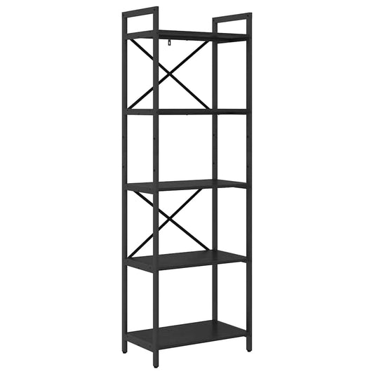 vidaXL Bookshelf 5-Tier 56 x 34 x 171 cm Engineered Wood Black Oak