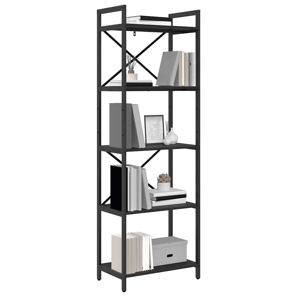 vidaXL Bookshelf 5-Tier 56 x 34 x 171 cm Engineered Wood Black Oak