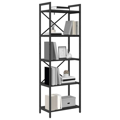vidaXL Bookshelf 5-Tier 56 x 34 x 171 cm Engineered Wood Black Oak