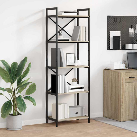 vidaXL Bookshelf 5-Tier 56 x 34 x 171 cm Engineered Wood Sonoma Oak