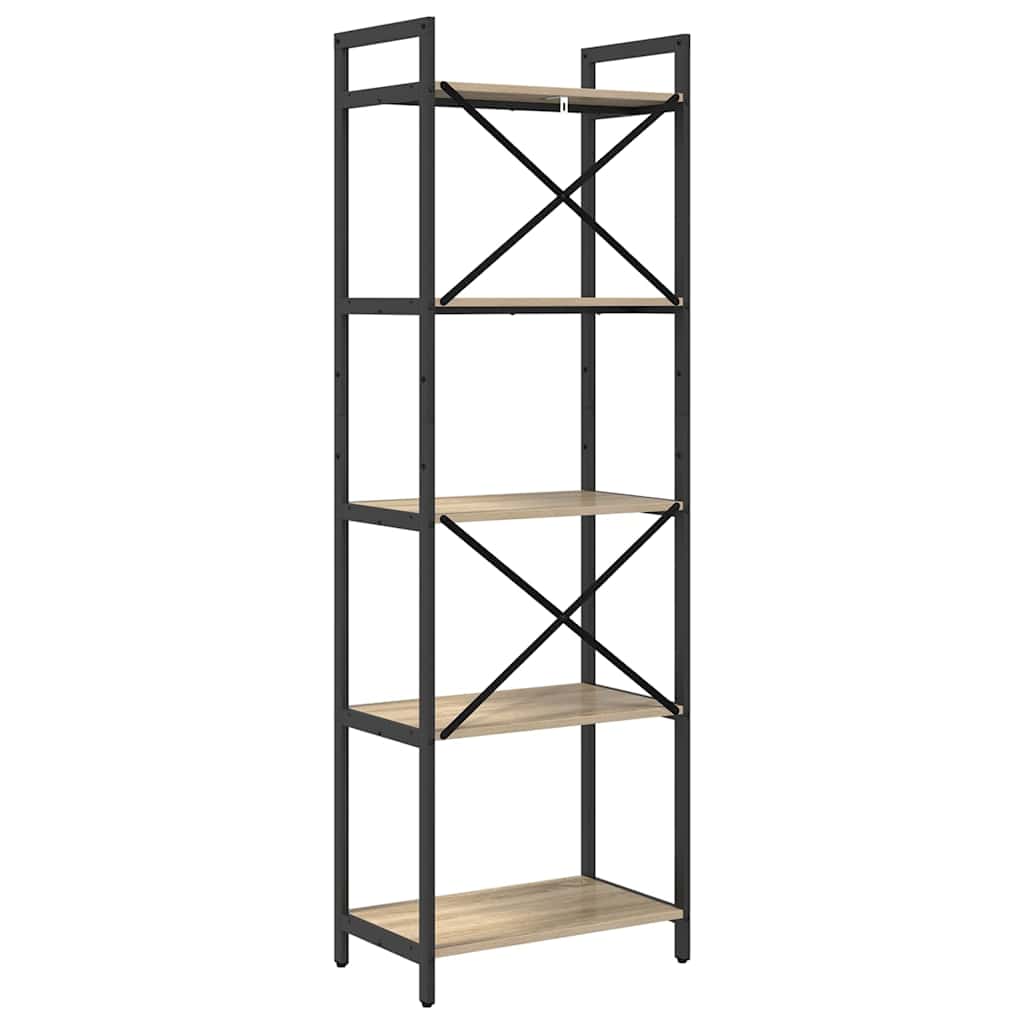 vidaXL Bookshelf 5-Tier 56 x 34 x 171 cm Engineered Wood Sonoma Oak