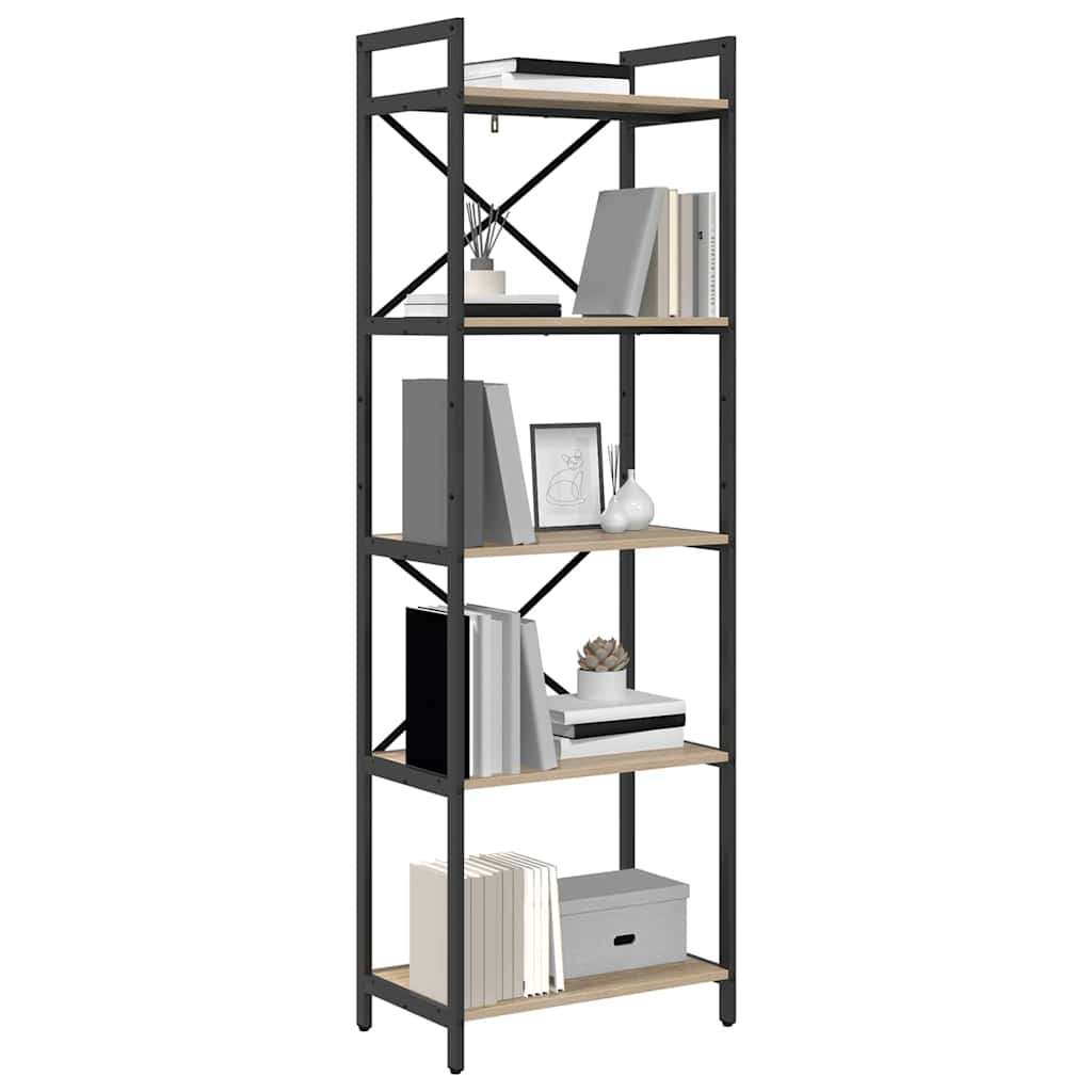 vidaXL Bookshelf 5-Tier 56 x 34 x 171 cm Engineered Wood Sonoma Oak