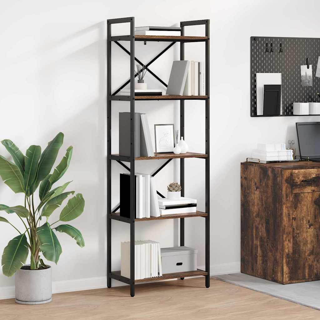 vidaXL Bookshelf 5-Tier 56 x 34 x 171 cm Engineered Wood Smoked Oak