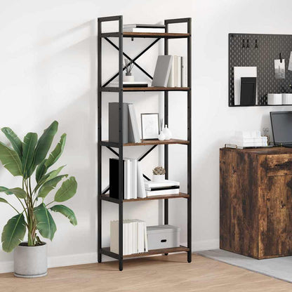 vidaXL Bookshelf 5-Tier 56 x 34 x 171 cm Engineered Wood Smoked Oak