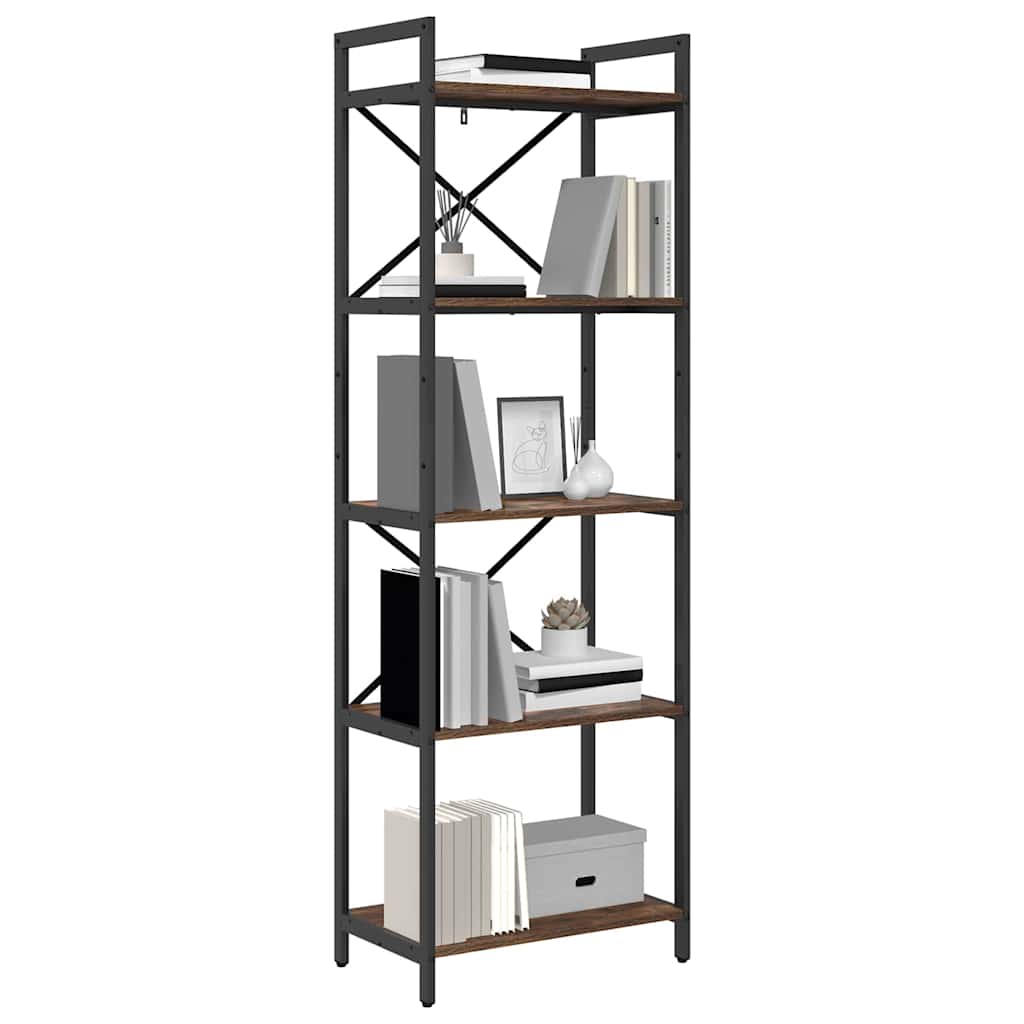 vidaXL Bookshelf 5-Tier 56 x 34 x 171 cm Engineered Wood Smoked Oak