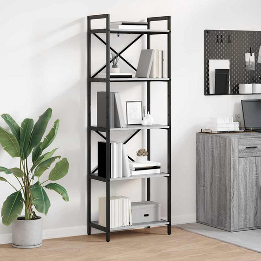 vidaXL Bookshelf 5-Tier 56 x 34 x 171 cm Engineered Wood Grey Sonoma