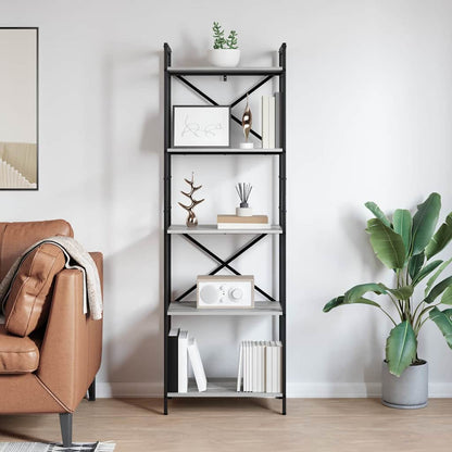 vidaXL Bookshelf 5-Tier 56 x 34 x 171 cm Engineered Wood Grey Sonoma