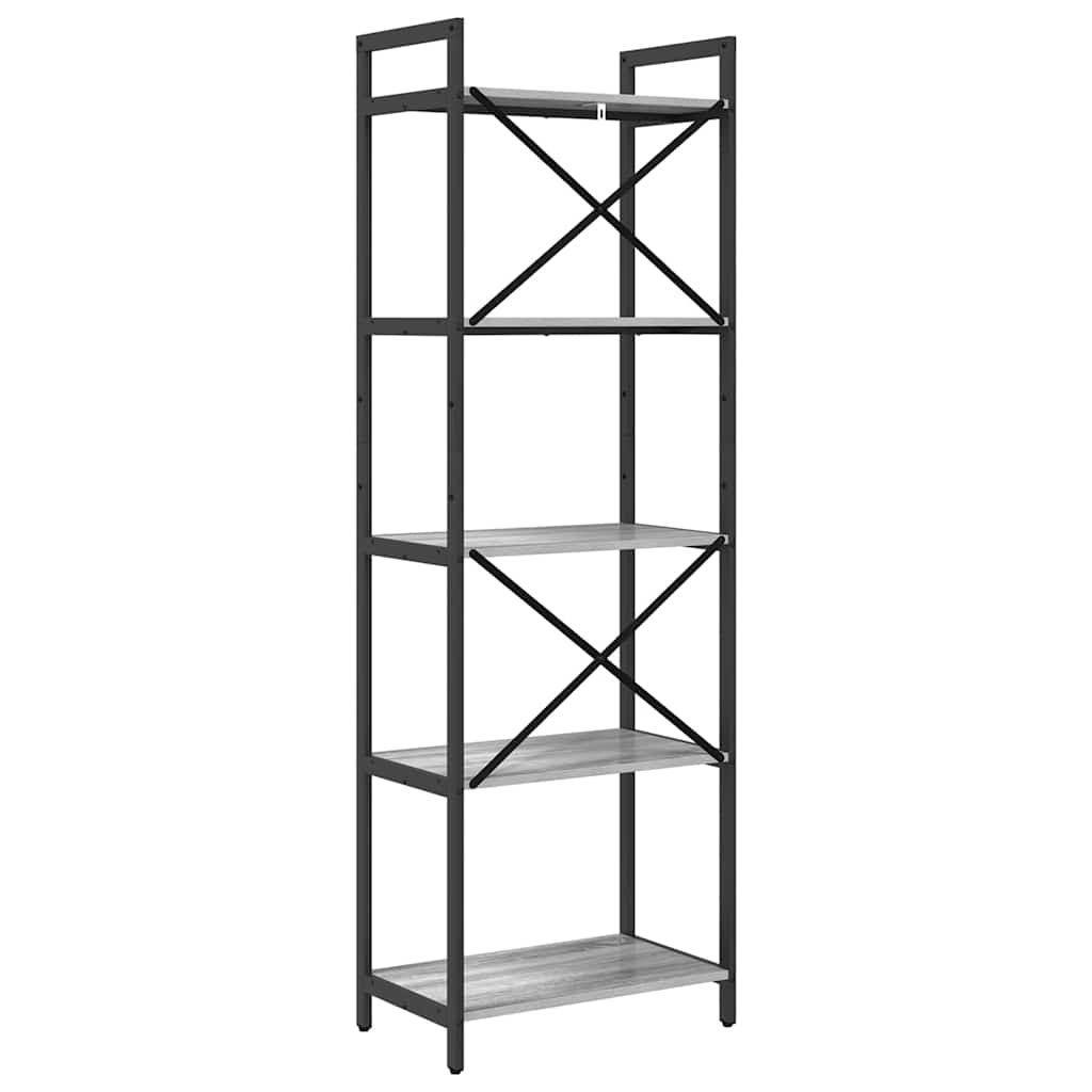 vidaXL Bookshelf 5-Tier 56 x 34 x 171 cm Engineered Wood Grey Sonoma