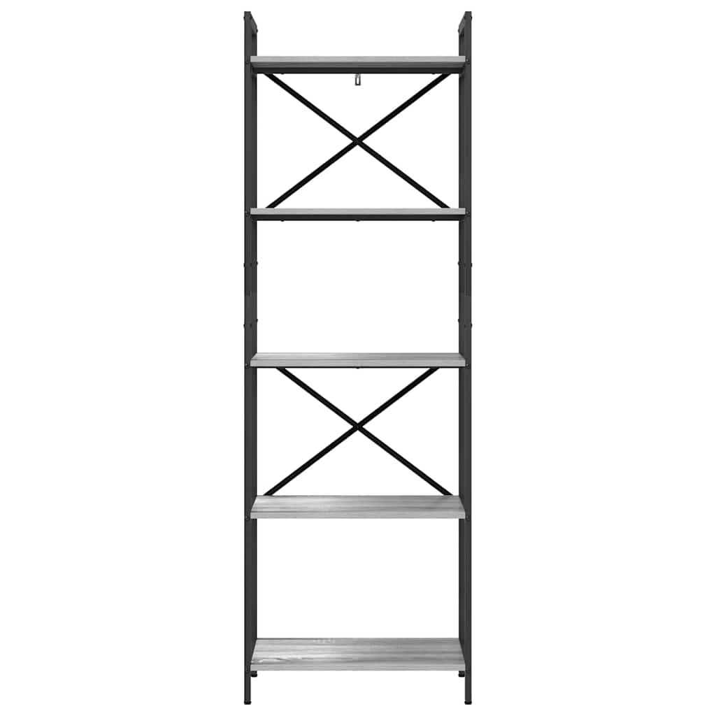 vidaXL Bookshelf 5-Tier 56 x 34 x 171 cm Engineered Wood Grey Sonoma