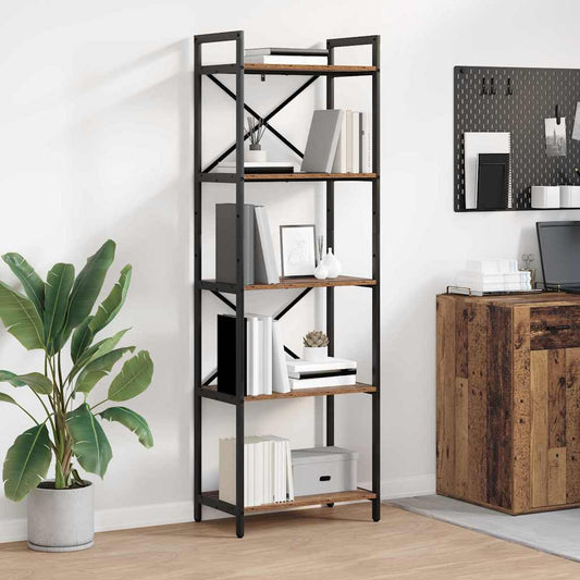 vidaXL Bookshelf 5-Tier 56 x 34 x 171 cm Engineered Wood Old Wood