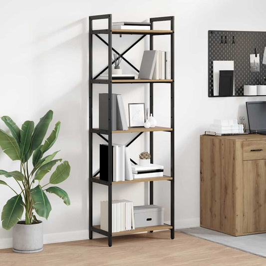 vidaXL Bookshelf 5-Tier 56 x 34 x 171 cm Engineered Wood Artisan Oak