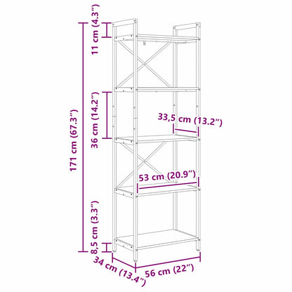 vidaXL Bookshelf Artisan Oak 56 x 34 x 171 cm Engineered Wood