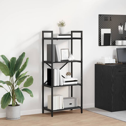 vidaXL Bookshelf 4-Tier 56 x 34 x 133.5 cm Engineered Wood Black Oak