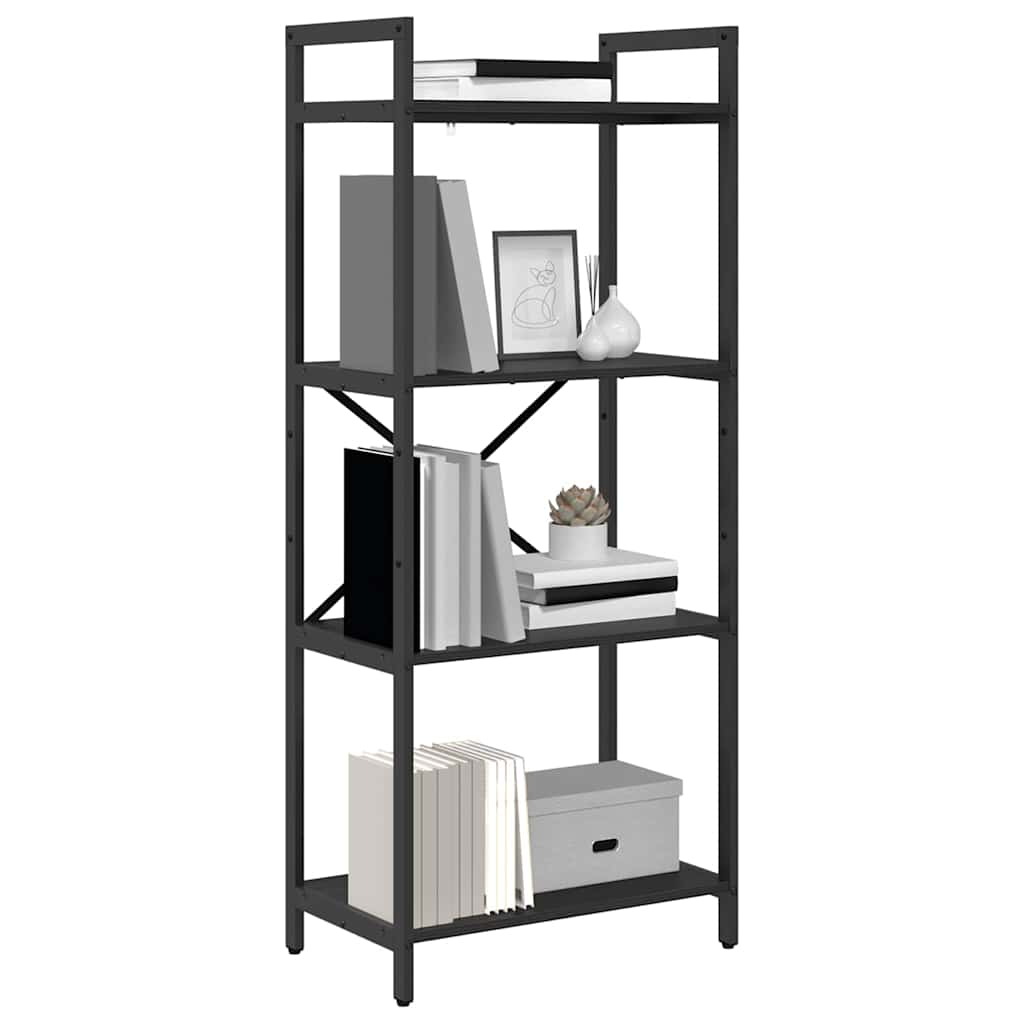 vidaXL Bookshelf 4-Tier 56 x 34 x 133.5 cm Engineered Wood Black Oak