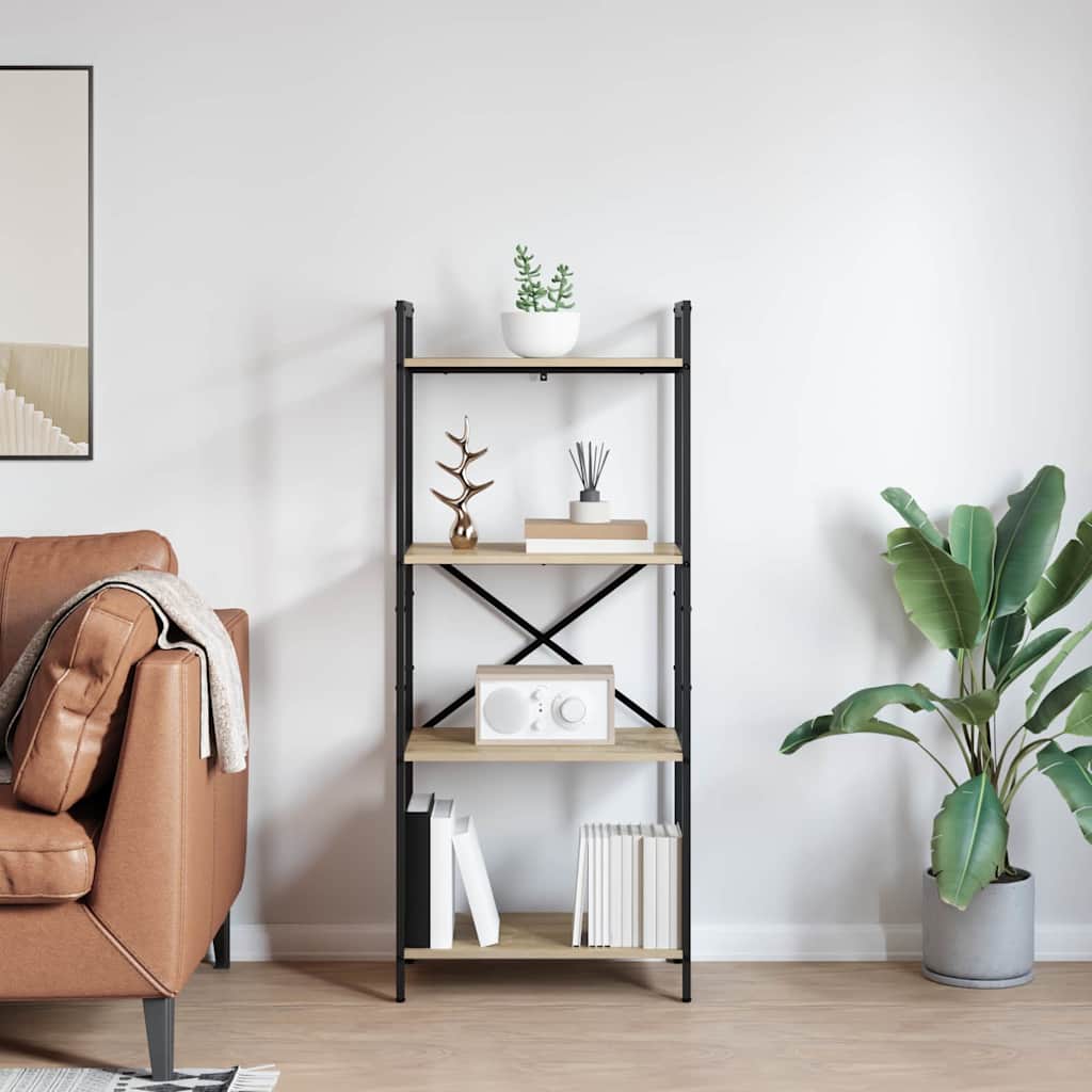 vidaXL Bookshelf 4-Tier 56 x 34 x 133.5 cm Engineered Wood Sonoma Oak