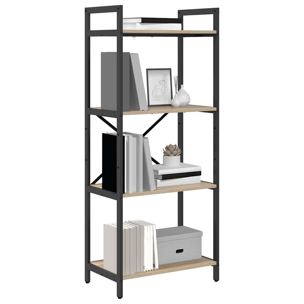 vidaXL Bookshelf 4-Tier 56 x 34 x 133.5 cm Engineered Wood Sonoma Oak