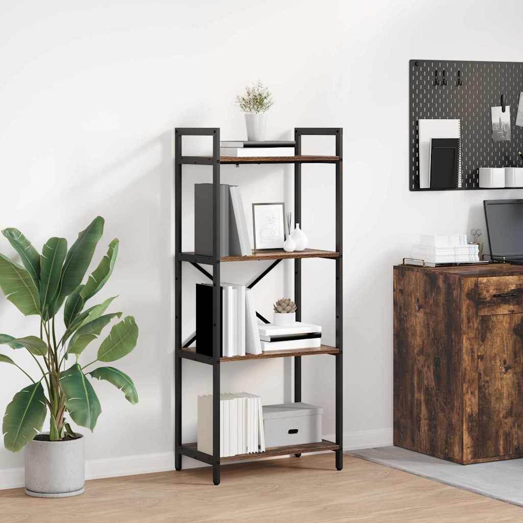 vidaXL Bookshelf 4-Tier 56 x 34 x 133.5 cm Engineered Wood Smoked Oak