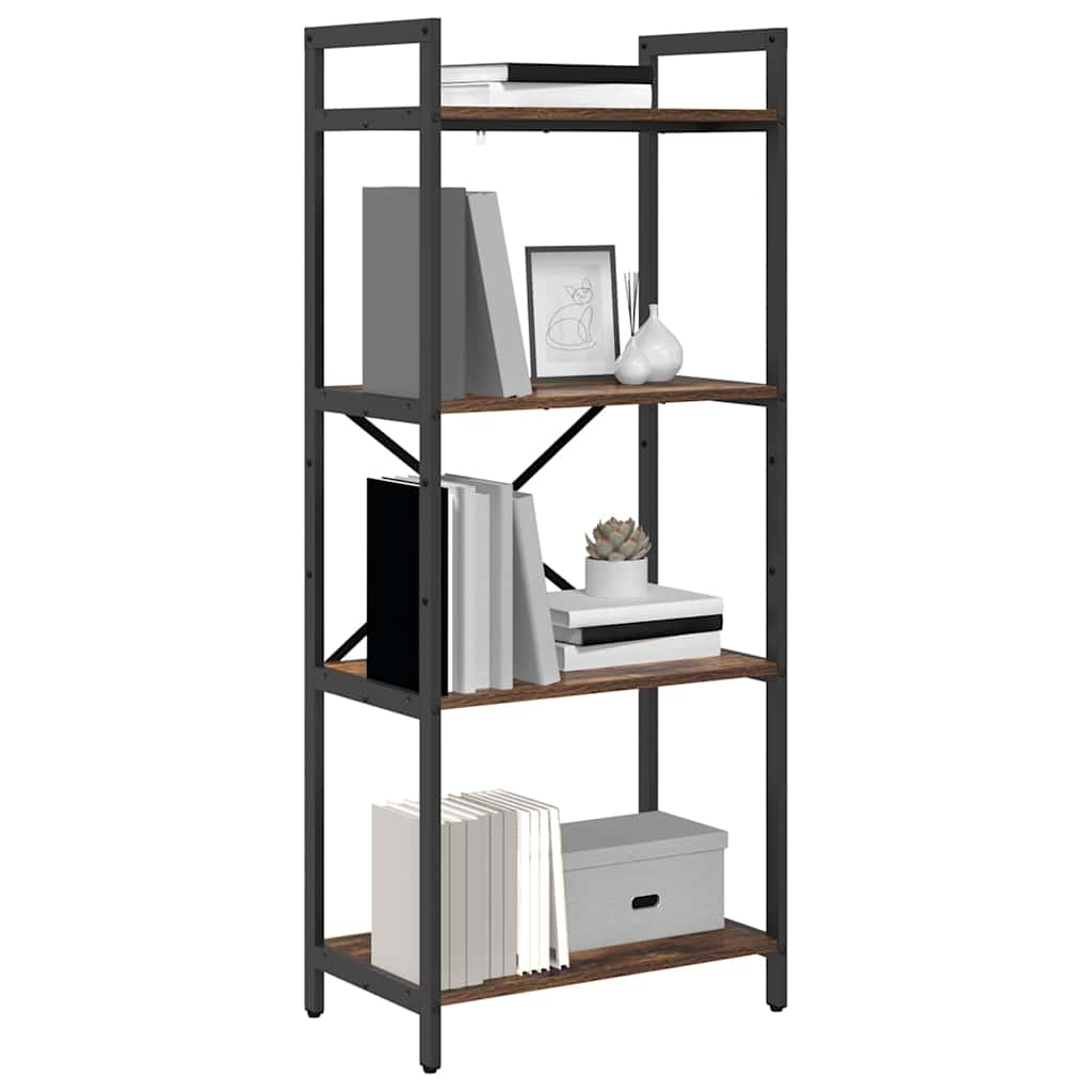 vidaXL Bookshelf 4-Tier 56 x 34 x 133.5 cm Engineered Wood Smoked Oak