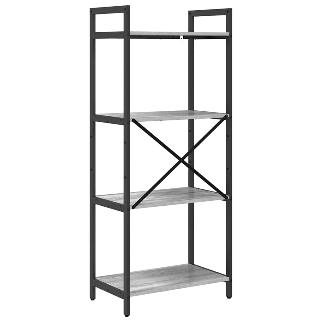 vidaXL Bookshelf 4-Tier 56 x 34 x 133.5 cm Engineered Wood Grey Sonoma
