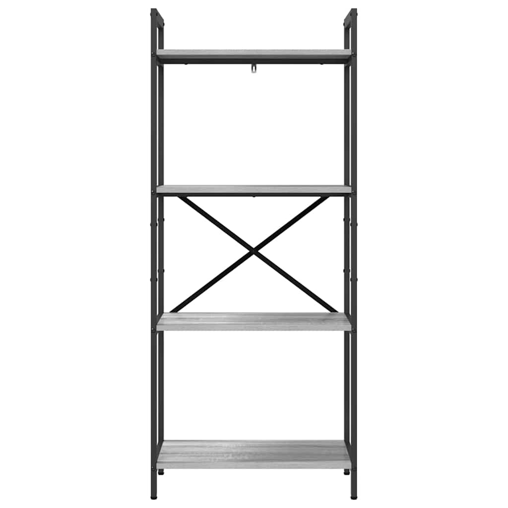 vidaXL Bookshelf 4-Tier 56 x 34 x 133.5 cm Engineered Wood Grey Sonoma