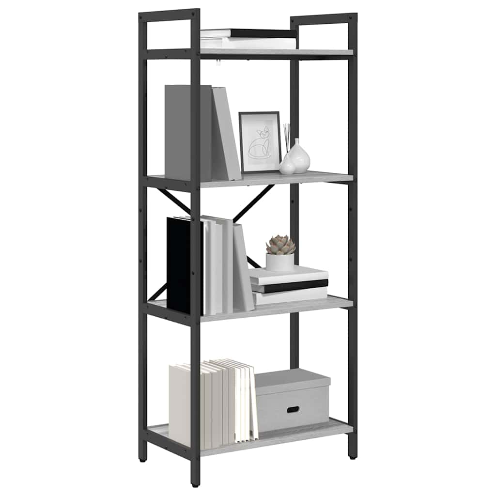vidaXL Bookshelf 4-Tier 56 x 34 x 133.5 cm Engineered Wood Grey Sonoma